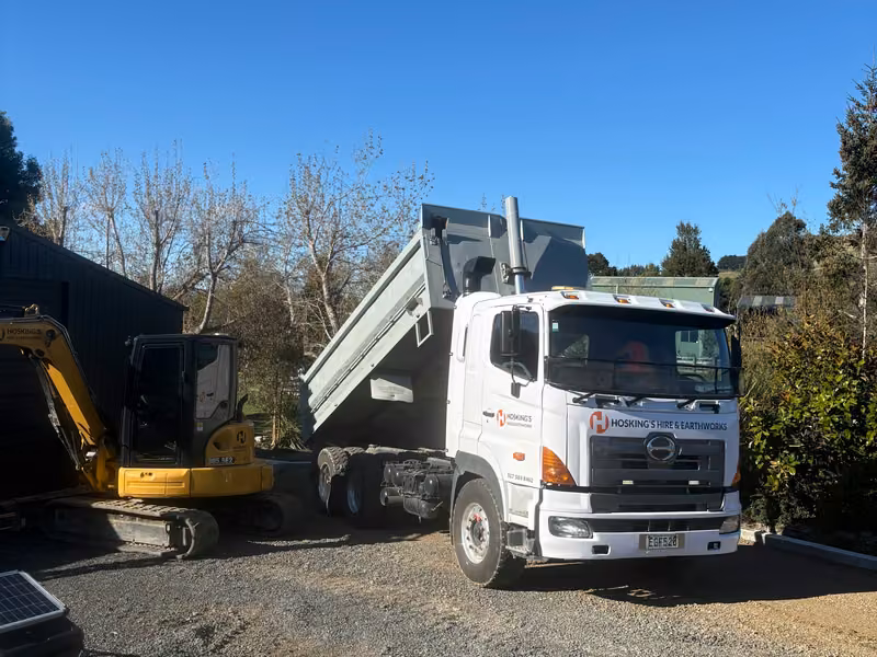 Tip truck on site for material cartage and delivery